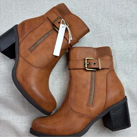 White Mountain Women's Brown Dark Tan Dessert Zipper Booties Shoe Size 6 - Picture 6 of 12